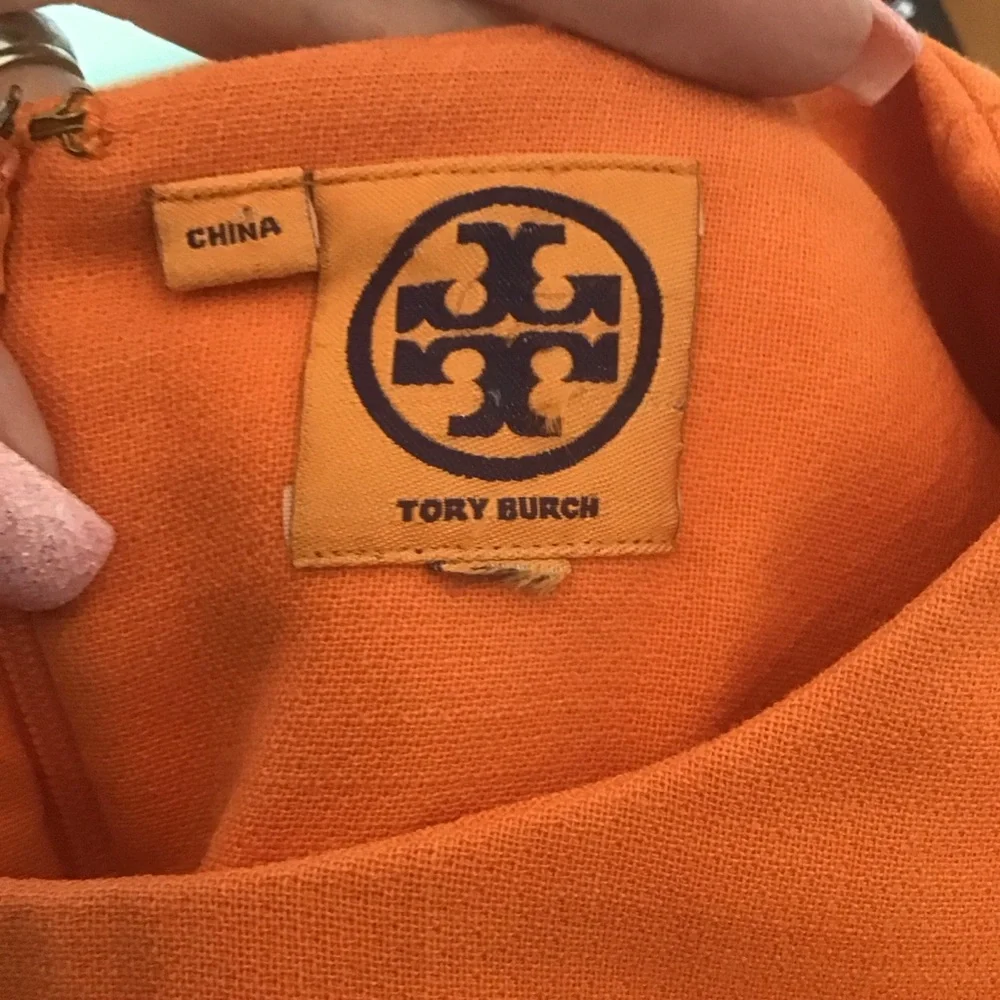 Tory Burch Orange Wool Blend Stretch Sleeveless Sheath Dress 6 Career Office‎
